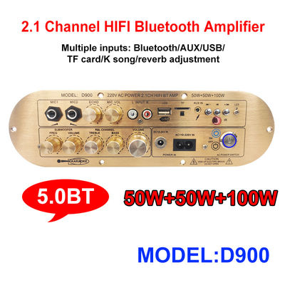 Yüksek Güçlü D900 2x50W+100W İthal IC Bluetooth Kartlı 2.1 Kanallı Ev Amplifikatörü