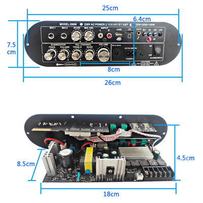 D800 Profesyonel 2.0 Kanal Bluetooth Dijital Güçlendirici 12V DJ/Karaoke için Şarj edilebilir Yüksek Güçlü