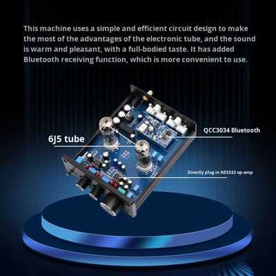 Audiophile HIFI Tüplü Preamplifikatör 6J5 QCC3034, BT 5.1 Kablosuz Ev Amplifikatörü için Bas ve Tiz Ayarlı Preamfi