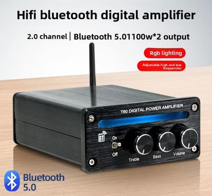 2.0 Kanal 2*100W BT 5.0 RGB Işık Ayarlanabilir Tiz Bas Yüksek Güçlü Doğrusal Amplifikatör Yeni Dijital Stereo Ev Mini Hifi
