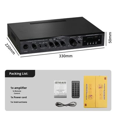 5.1CH 120W*2+25W*3 HIFI Güç Amplifikatörü, Optik Koaksiyel Giriş, BT 5.0, Süper Bas, Ev Sineması Karaoke Partisi için