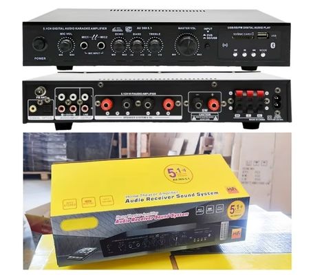 5.1CH 120W*2+25W*3 HIFI Güç Amplifikatörü, Optik Koaksiyel Giriş, BT 5.0, Süper Bas, Ev Sineması Karaoke Partisi için