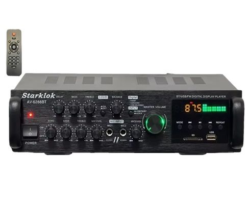 AV-6288BT 1000W 2*500W Yüksek Kaliteli Karaoke Amplifikatörü Çift Kullanımlı 12V/220V AC/DC BT Kablosuz Plastik Malzeme