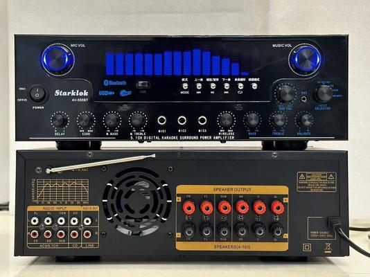 AV-555BT Profesyonel 5.1 Kanal Dinamik Spektrum Amplifikatör 600W Yüksek Güçlü Metal Konstrüksiyonlu Ev Sineması Subwoofer'ı