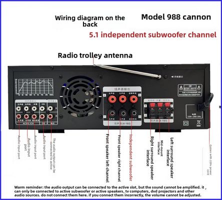 AV-988BT 5.1 Yüksek Güçlü Karaoke Ev Konferansı Güçlendirici Çevre Algılayıcıları HF ile 8-Tüp Alt Seslendiricisi