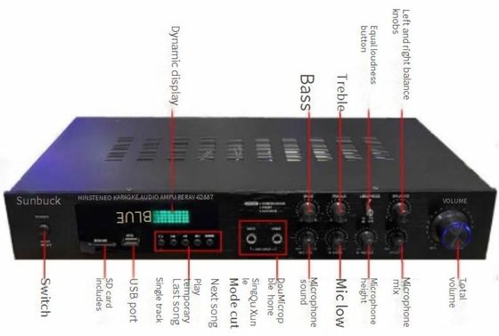 Av-628BT Ev Ses Sistemi 5 Kanallı 800W Yüksek Güç Amplifikatörü 110V/220V BT Bağlantılı Kablosuz Alıcı