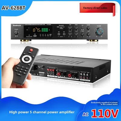 Av-628BT Ev Ses Sistemi 5 Kanallı 800W Yüksek Güç Amplifikatörü 110V/220V BT Bağlantılı Kablosuz Alıcı
