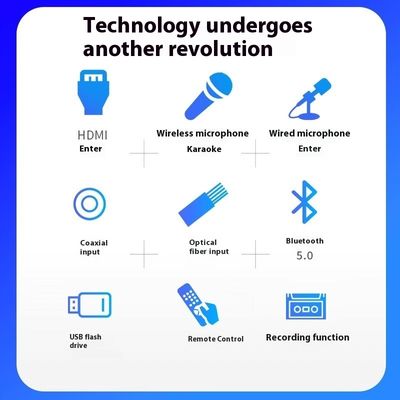 2.0 Kanal Yüksek Güçlü 100W Kablosuz Karaoke Amplifikatörü BT Kayıpsız Kod Çözme HDML ARC Optik Fiber Koaksiyel Elektronik Stok