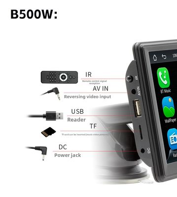 Creatall 7 İnç Taşınabilir Kablosuz CarPlay MP5 Oynatıcı Bluetooth Yeni Sınır Ötesi Multimedya Kart Yuvası Kafa Ünitesi WAV'yi Destekler