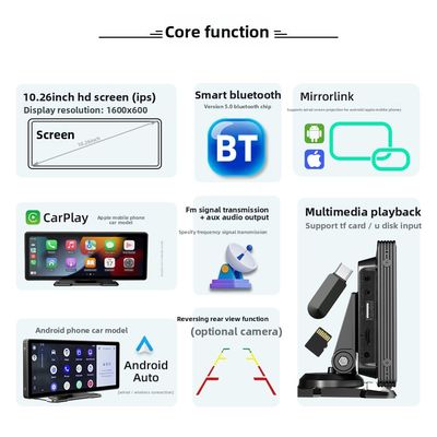 Creatall Sınır Ötesi 10.26 inç Geniş LCD Ekranlı Carplay Navigasyon Yüksek Çözünürlüklü Geri Görüş Kamerası USB Bağlantılı BT Oynatıcı