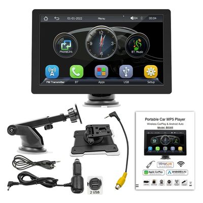Creatall 9 inç taşınabilir yüksek çözünürlüklü MP5 çalar Büyük Ekran Görüntüleyici Kablolu / Kablosuz Carplay için Bluetooth Tablosu 1 Yıl