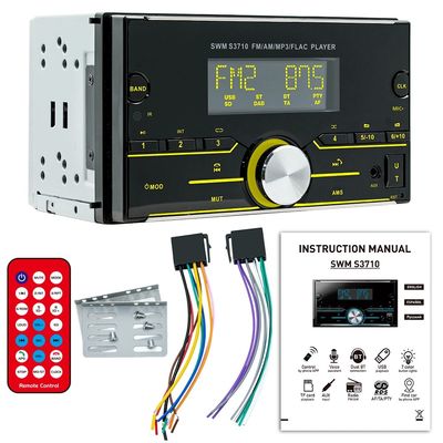 Creatall 12V Çift Diskli Araba MP3 çalar Akıllı Bluetooth Araç Amplifier Radyo Renkli Işık Aux SD Kart Bağlantısı 1 Yıl