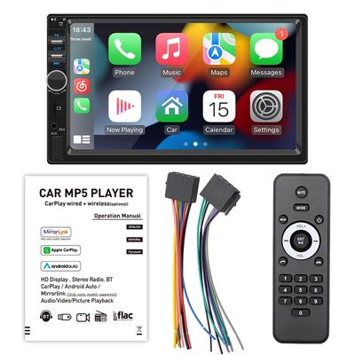 Creatall 7 Inç HD Büyük Ekran Araç Radyo Merkezi Kontrolü MP5 BT CarPlay ile USB Destek WAV MP3 APE AAC FLAC taşınabilir