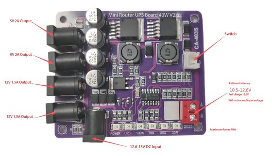CA-403S Mini Router 40W Çıktısı 11.1V Pil Girişi ve Kısa devre koruması ile kesintisiz güç kaynağı tahtası