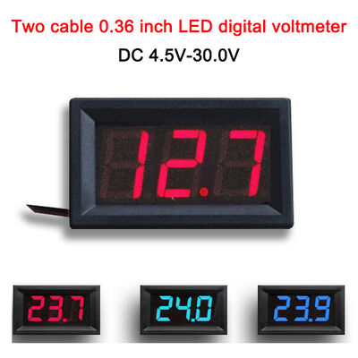 Two-Cable LED Digital Voltmeter Head 0.36-Inch LCD Display DC4.5V-30.0V Range Reverse Connection Electronic Components