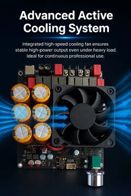 600W+600W Çift TPA3255 Amplifikatör Kartı Fan Soğutmalı Sınıf D Stereo Amplifikatör Kartı DC18-50V