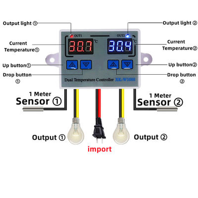 Çift LED Dijital Termometre Kontrol Cihazı Elektrikli Isıtma 220V