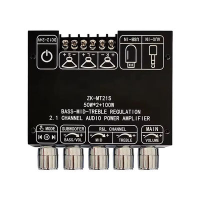 2.1 Kanal Subwoofer AUX 12V 24V Ses Stereo 5.1 Bas Dijital Güç Amplifikatör Kartı MT21S 2x50W 100W DC Adaptör İçin
